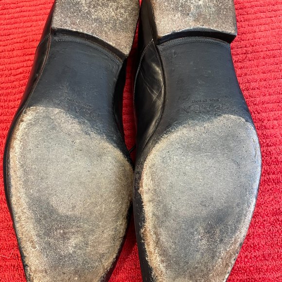 Prada Mens Leather Cap Toe Oxford Upper & Out Soles Lace Up Black Made In Italy - Picture 4 of 16